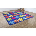 Covor mare 3x3 m pentru Copii cu Emoticoane exprimand emotii, Covor Multicolor mesaje in engleza